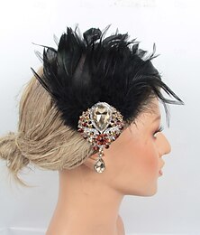 levne -Retro 20. léta 20. století Vlasové ozdoby Maškarní Bubenová čelenka Velký Gatsby Charleston Peří Maškarní kostým Dámské předvečer Všech svatých Karneval Plesová maškaráda Koktejlový večírek Maturitn