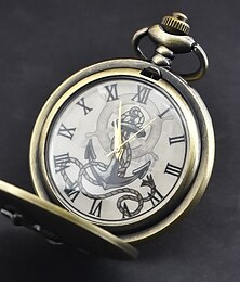 abordables -Montre de poche à quartz classique vintage de grande taille avec cadran romain en relief et ancre