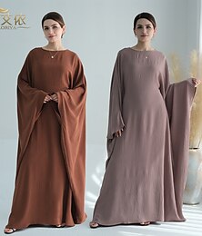 お買い得  -女性用 アバヤ ヒジャブスカーフ カフタン ドバイ イスラム教 アラビア語 イスラム教徒 ラマダン 成人 ドレス