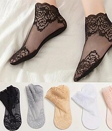 preiswerte -Damen Mode Spitze Socken einfarbig leicht weich  elastisch bequem  atmungsaktiv vielseitig