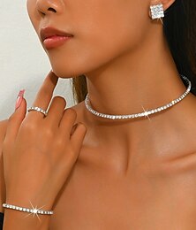 abordables -Nuptiales Parures 1 Alliage 1 Bracelet Boucles d'Oreilles Colliers décoratif Femme mode Luxe Mignon Fantaisie Joie Parure de Bijoux Pour Tenue de soirée