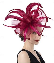 economico -Copricapo Tulle Cappa di Piume Cappello Fedora Festa di Matrimonio Serata Party Caffè Gara Ipica Cocktail Vintage Carino Con Copricapo di Piume