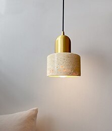 abordables -Lámpara colgante cilíndrica con pantalla de piedra, kit de iluminación colgante de latón, mini lámpara colgante retro, iluminación colgante nórdica 85-265 V