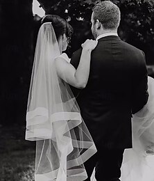 economico -Velo da sposa contemporaneo  alla moda a un livello veli a cappella con fringes tulle