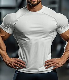 halpa -Miesten T-paita Lihaspaita Kosteutta siirtävät paidat Lyhythihainen Tiukka pyöreä kaula-aukko Kesä Tavallinen Urheilu Kevyt Voimistelu Urheilullinen Kunto Punainen musta Musta Valkoinen Top T-paita