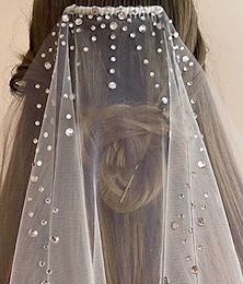 economico -1 strato Contemporaneo / Moda Veli da sposa Velo lungo (con strascico) con Cristalli / Strass Tulle