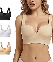 economico -Per donna Reggiseno Intimo / Maglia Intima Top reggiseno Comodo Traspirante Resistente agli urti Imbottitura rimovibile Senza ferretto Semplice Sport Abbigliamento sportivo Nero Bianco Yoga Fitness