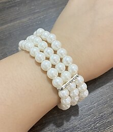 economico -braccialetto in lega artistica elegante personalizzato benedetto a strati, gioielli bianchi per matrimonio, festa, fidanzamento, festival