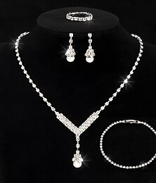 preiswerte -Brautschmuck-Sets 1 Aleación Haken 1 Armreif Ohrringe Halsketten Damen Stilvoll Schick Freude Geometrische Form Schmuck-Set Für Party
