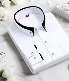 billiga -Herr Skjorta Button Down skjorta Icke-järnskjorta Enfärgad / vanlig färg Bröllop Ljusblå Svart Vit Rosa Långärmad Nedvikt Alla årstider Kläder Lappverk
