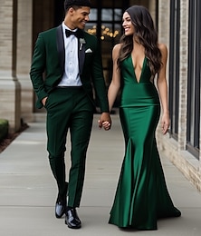 economico -Completi da matrimonio per uomini completi per il ritorno a casa nero rosa moda formale colorato uniforme vestibilità standard 2 pezzi monopetto un bottone