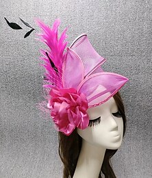 abordables -Fascinateurs Plumes Filet Chapeau Voile Mariage Course de chevaux Avec Plume Bonnet Casque Couvre-chef