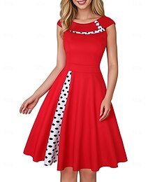 halpa -Naisten Midimekko Vintage mekko Tyylikäs Normaali Hihaton Tiukka pyöreä kaula-aukko Musta Rubiini Laivaston sininen Kesä Kevät
