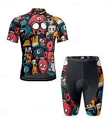voordelige -Voor heren Wielrenshirt met shorts Tekenfilm Korte mouw Fietsen Sportoutfits met 3 achterzakken Bergracen Wegwielrennen Rits Aan De Voorzijde Zweetafvoerend Comfortabel Ademend Sport Zwart Geel Rood