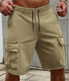 ieftine -Bărbați Pantaloni Scurți Cargo Pantaloni Scurți Pantaloni scurți de vară Cordon Talie elastică Multi Buzunare Simplu Confort Purtabil Scurt În aer liber sportiv Zilnic Modă Casual Kaki Gri
