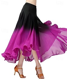 abordables -Falda de baile de salón femenina con vuelo, falda de baile de presentación, falda larga de baile moderno con color degradado