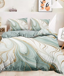 economico -Copertura Piumone motivo Marmo Dimensione Completa Set Biancheria Letto Completo Copertura Quilt Morbido Leggero Copriletto con 2 Federe per Estate Primavera