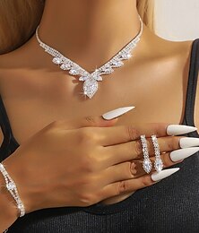 preiswerte -Brautschmuck-Sets 1 Aleación 1 Armreif Ohrringe Halsketten Damen Stilvoll Luxus Niedlich Kostbar Freude Geometrische Form Schmuck-Set Für Party Geschenk
