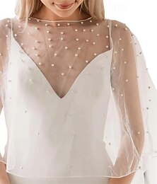 abordables -foulard de mariée en tulle doux pour femme châle de soirée enveloppes de mariage perle