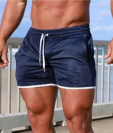 billiga -Herr Badshorts Boardshorts Snabb tork Boardshorts Underdelar Snörning Med fickor Simmning Surfing Strand Vattensport Solid färg Sommar Vår
