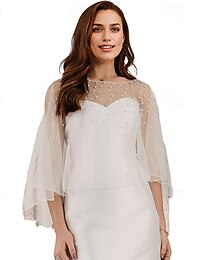 billige -perler bryllup capes sjal wrap skuldertrekning brude aftenkjole jakker flapper bolero dekke opp for fest formell