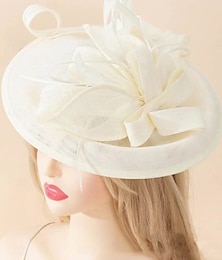 economico -Fascinatori Cappello di tulle Sinamay Matrimonio Elegante Vintage Con accessorio in piuma Capelli Cappelli Abito da corsa