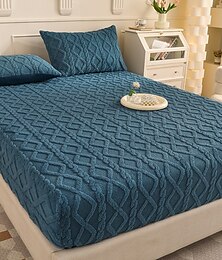 abordables -Drap-housse en velours Luxe Super doux Confortable Tricoté Convient pour l'automne l'hiver et le printemps Couleur unie