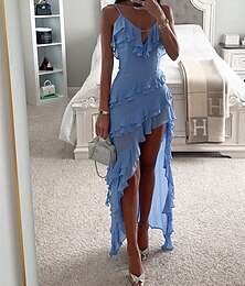 ieftine -Pentru femei Rochii Midi Rochie casual Rochii Tip Sirenă Rochie de vară Modă În aer liber Concediu Dată Fit regulat Simplu Fără manșon Bretele Spagheti Albastru piscină Vară Primăvară