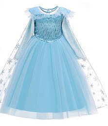 levne -Děti Dívčí Šaty Pevná barva Dlouhý rukáv Venkovní Párty Flitry Síťka Slátanina Módní Kostým Polyester Maxi Áčkové šaty Tylové šaty Léto Jaro 4 roky + Vodní modrá Světle modrá