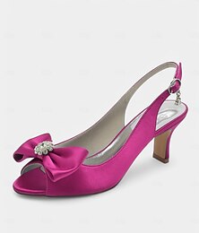 voordelige -stijlvolle satijnen open-teen slingback kitten heel voor dames met strikdetail – strass-versiering, ideaal voor bruiloften en avondevenementen