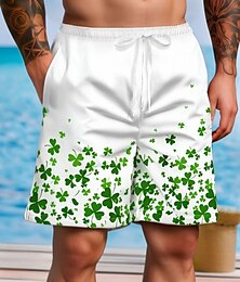 Χαμηλού Κόστους -Ημέρα St. Patrick Ανδρικά Τετράφυλλο τριφύλλι Σορτσάκια Κολύμβησης Σορτς παραλίας Μαγιό Μεσαία Μέση Χαβανέζα Καθημερινό Αργίες Πλαϊνές τσέπες Διχτυωτή επένδυση Ελαστική μέση με κορδόνι Σχεδιαστής