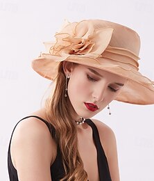 abordables -Chapeaux Organza Casual Soirée Fête du thé cocktail Elégant Rétro Vintage Le style mignon Avec Couleur Pure Casque Couvre-chef