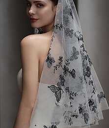 abordables -Une couche Contemporain / mode Voiles de Mariée Voiles longueur coude avec Perle fausse Tulle