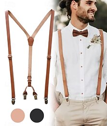 levne -pánský kožený set podvazků – nastavitelné podvazky do Y se sponami – elegantní móda na svatby, formální události i denní nošení