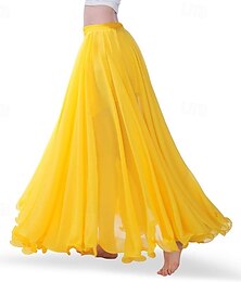 billiga -chiffong magdans kjol för kvinnor magdans kostym outfit tribal maxi hela kjolar enfärgad kjol voile