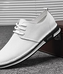 preiswerte -Freizeit-Sneaker für Herren aus weißem Kunstleder mit Schnürung, bequeme rutschfeste Schuhe mit Gummisohle, ideal für den Alltag und die Freizeit
