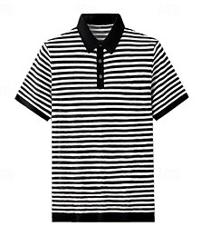preiswerte -Herren Polo Strick-Polopullover Geschäft Lässig Revers Kurzarm Formell Streifen Knöpfe Sommer Schwarz Hellgrün Dunkelgrün Braun Polo