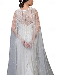 economico -matrimonio donna perla ricamato shrug scialle avvolgere bolero tulle giacca da sposa per sposa