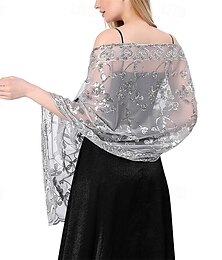 abordables -châles et châles floraux à paillettes pour femmes pour robes de soirée, châles de mariage en maille transparente scintillante pour femmes pour soirée