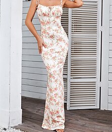 abordables -Femme Mini robe Robe casual Robe Maxi Robe à fleurs Robe d'été mode Décontractées Sans Manches Vacances du quotidien Rendez-vous Standard Floral Sans Manches Bretelles Fines Rose pâle Rose Claire