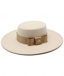 economico -Cappelli Tulle Tessuto di Cotone Cappello Fedora Matrimonio Elegante Vintage Con Fiocco Copricapo Cappelli Giorno delle Corse