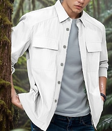economico -Per uomo Giacca da esterno Giacca da camicia Giacca cargo Giubbino da escursione Esterno Da mare Campeggio e hiking Morbido Tasche Estate Tinta unica Di tendenza Streetwear Bavero Abbigliamento