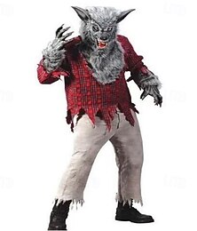 abordables -Warewolf Víspera de Todos los Santos Traje de cosplay Cosplay Adulto Hombre Víspera de Todos los Santos Mascarada Fiesta Despedida de Soltera Disfraces fáciles de Halloween Disfrazarse