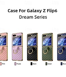 זול -טלפון מגן עבור סמסונג גלקסי Z Flip 6 Z Flip 5 Z Flip 4 Z Flip 3 כיסוי אחורי מחזיק טבעת עמיד בזעזועים רטרו עור PU