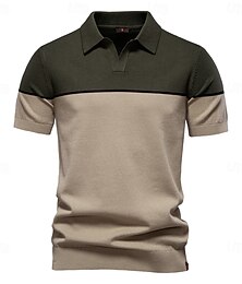 economico -Per uomo Polo Maglione polo lavorato a maglia Formale Lavoro Collare gabbiano Manica Corta Blocco di colori Patchwork Estate Blu marino Cachi Verde militare Polo