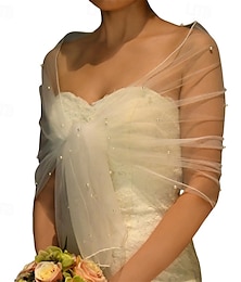 abordables -châle de mariée en perles, robe de soirée en tulle souple, châle, écharpe de mariée, enveloppes de mariage, capes de mode pour femmes