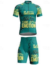 abordables -Homme Maillot et Cuissard Velo Cyclisme Rayures Lettres & Chiffres Manche Courte Cyclisme Ensemble Vêtements avec 3 poches arrière VTT Vélo tout terrain Cyclisme sur route Fermeture Éclair Frontale