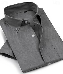 economico -Per uomo Camicie Camicia abbottonata Camicia Oxford Liscio Matrimonio Ufficio Blu chiaro Bianco Blu Grigio scuro Manica corta Punteggiato Estate Primavera Abbigliamento