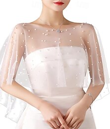billiga -bröllop brudkappor faux pärla bröllop cape kort axel täcka upp cape pärlstav kväll omlott sjal klänning bal party accessoarer för kvinnor