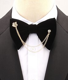 abordables -Pajarita de terciopelo para hombre con detalle de corona y cadena: accesorio elegante para ocasiones formales, bodas y esmóquines